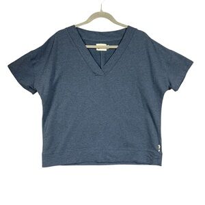 Pact V Neck Boxy Varsity Tee Pullover Sz M / L Blue